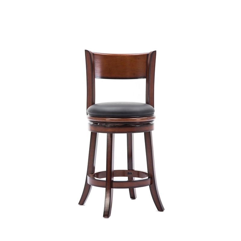 Bowery Hill Solid Hardwood Brandy Brown Counter Stool Swivel 37.5