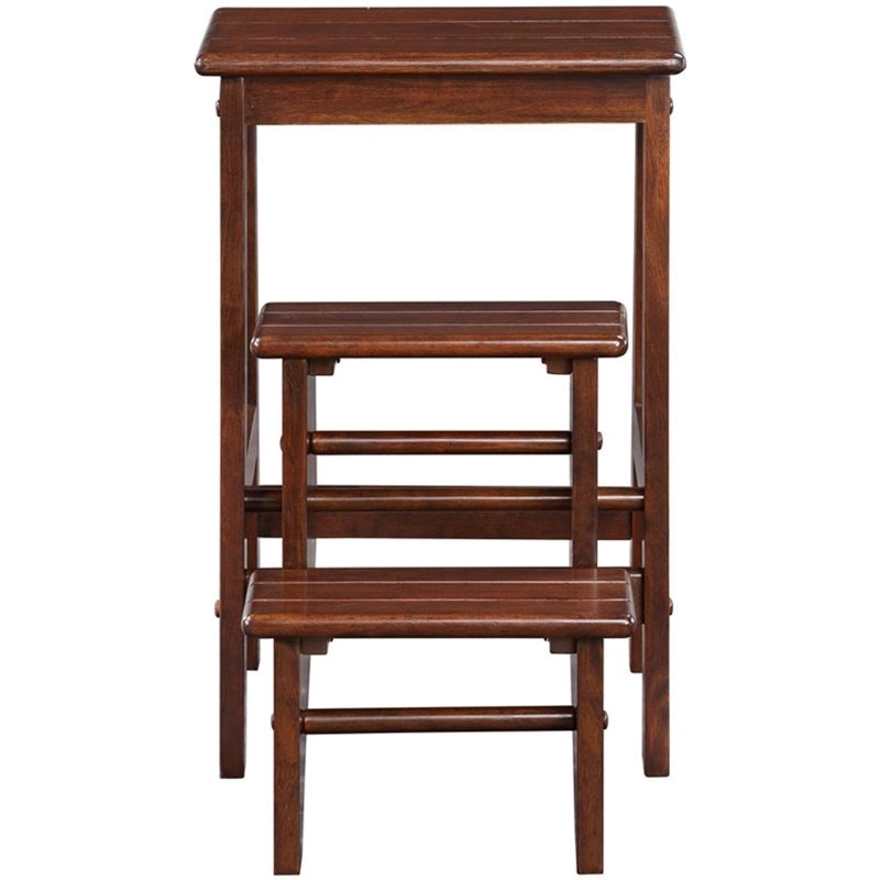Bowery Hill Hardwood Cappuccino Folding Step Stool Unassembled