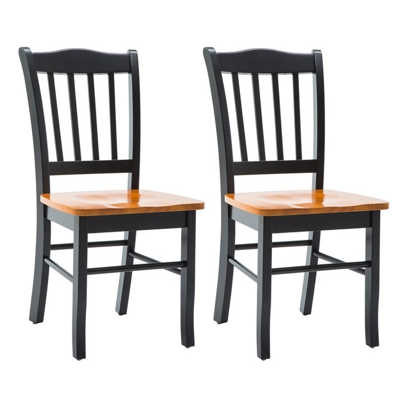 Bowery Hill Rubberwood Black Oak Dining Chair Rectangular Contoured 35.5
