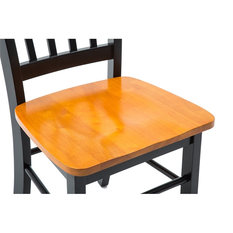 Bowery Hill Rubberwood Black Oak Dining Chair Rectangular Contoured 35.5