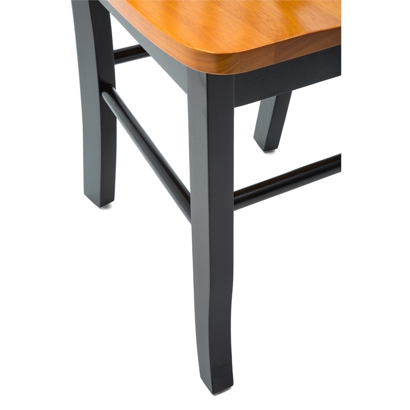 Bowery Hill Rubberwood Black Oak Dining Chair Rectangular Contoured 35.5