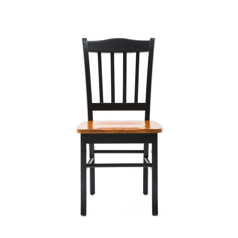 Bowery Hill Rubberwood Black Oak Dining Chair Rectangular Contoured 35.5
