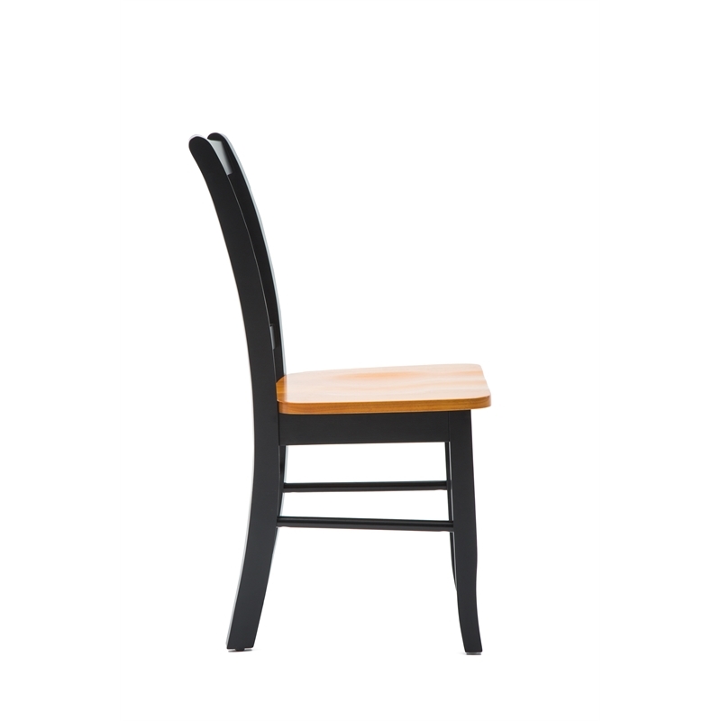 Bowery Hill Rubberwood Black Oak Dining Chair Rectangular Contoured 35.5