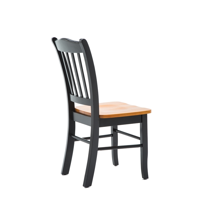 Bowery Hill Rubberwood Black Oak Dining Chair Rectangular Contoured 35.5