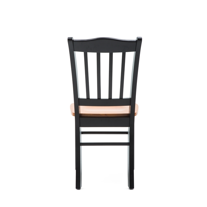 Bowery Hill Rubberwood Black Oak Dining Chair Rectangular Contoured 35.5