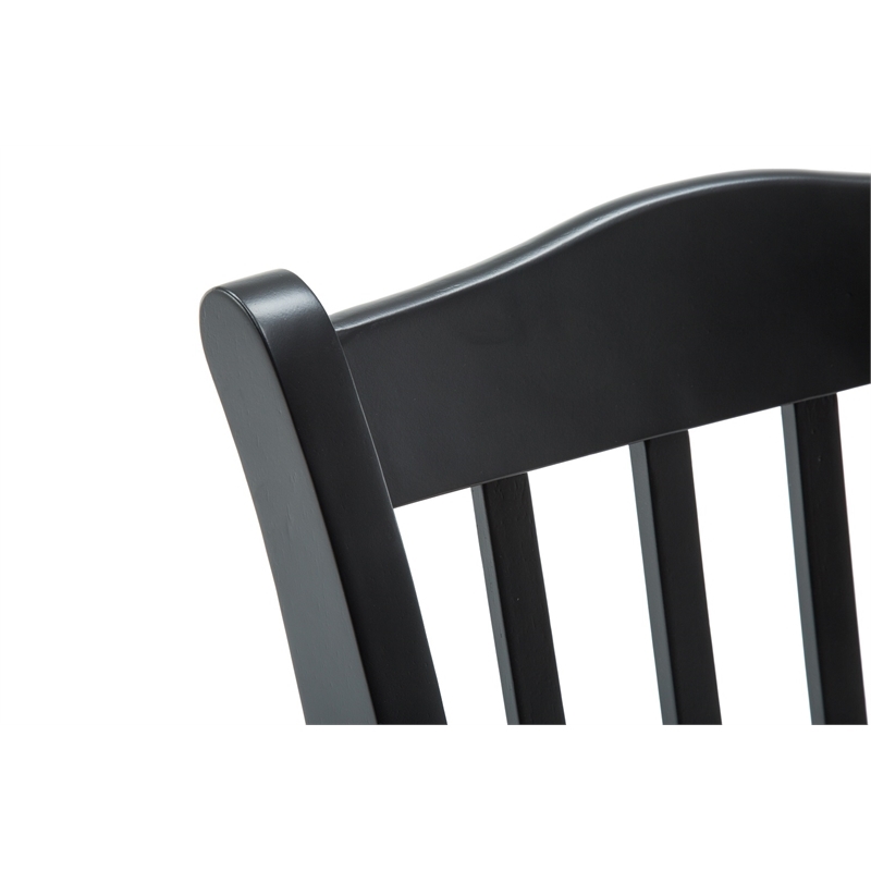 Bowery Hill Rubberwood Black Oak Dining Chair Rectangular Contoured 35.5