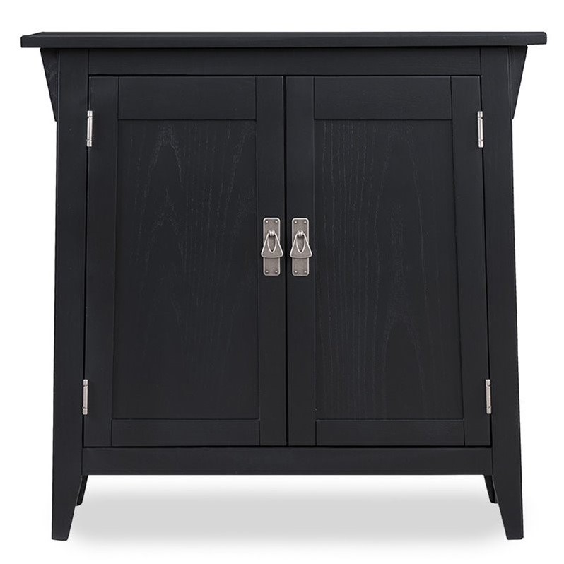 Bowery Hill 2 Doors Mid-Century Solid Wood Hall Stand in Black Slate