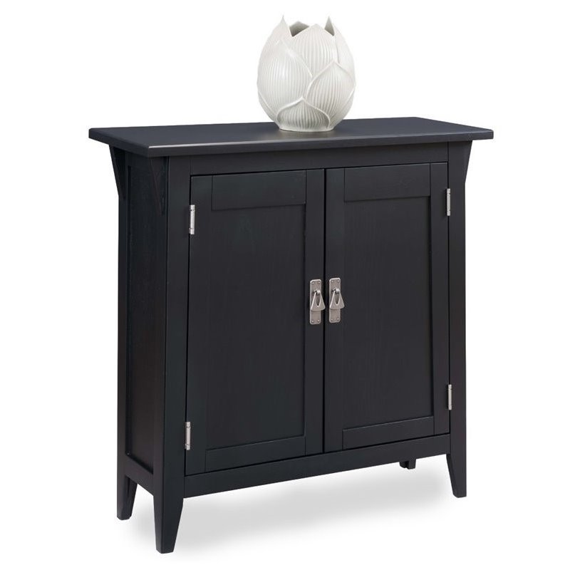 Bowery Hill 2 Doors Mid-Century Solid Wood Hall Stand in Black Slate