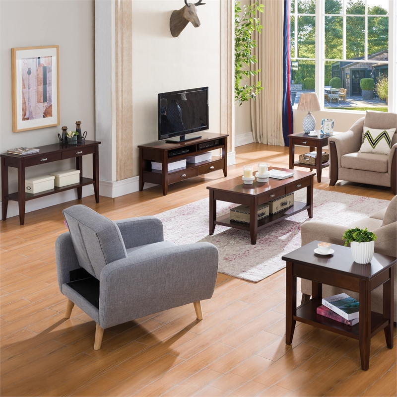 Bowery Hill Traditional Wood End Table with Storage Drawer in Chocolate