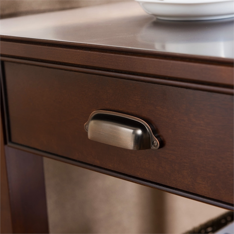 Bowery Hill Traditional Wood End Table with Storage Drawer in Chocolate