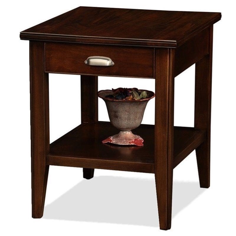 Bowery Hill Solid Wood Square End Table in Chocolate Cherry