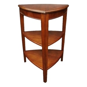 Bowery Hill Solid Wood Shield Tier Corner Table in Glazed Auburn Finish