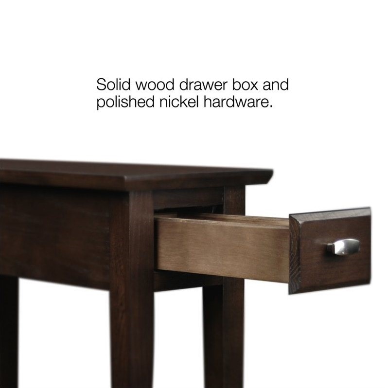 Bowery Hill Chairside-Recliner Wood End Table in a Chocolate Oak Finish