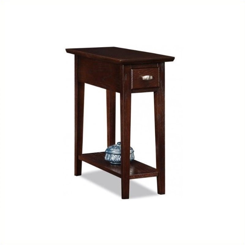 Bowery Hill Chairside-Recliner Wood End Table in a Chocolate Oak Finish