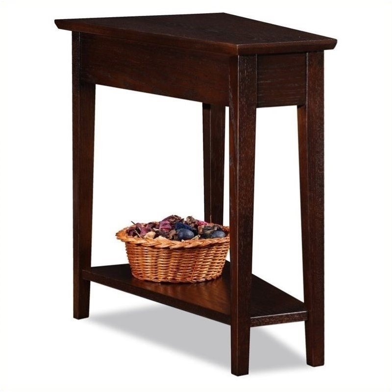 Bowery Hill Recliner Wood Wedge Table in a Chocolate Oak Finish