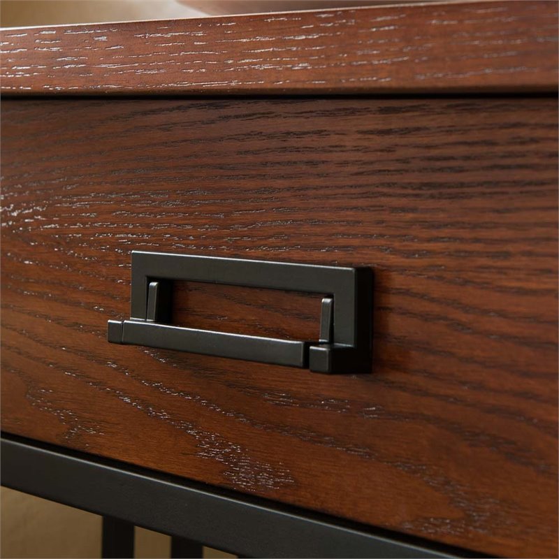 Bowery Hill Hardwood Oak Nightstand Rectangular Lower Shelf 28