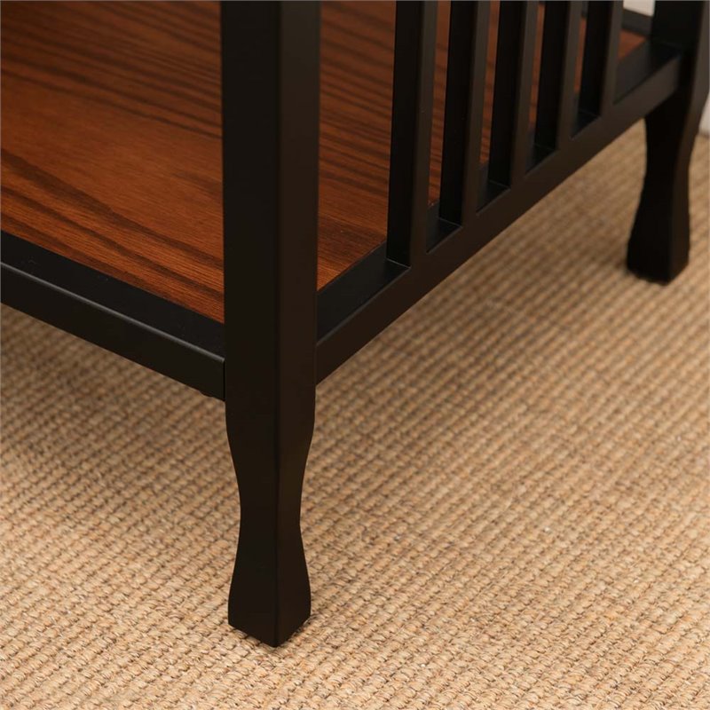Bowery Hill Hardwood Oak Nightstand Rectangular Lower Shelf 28