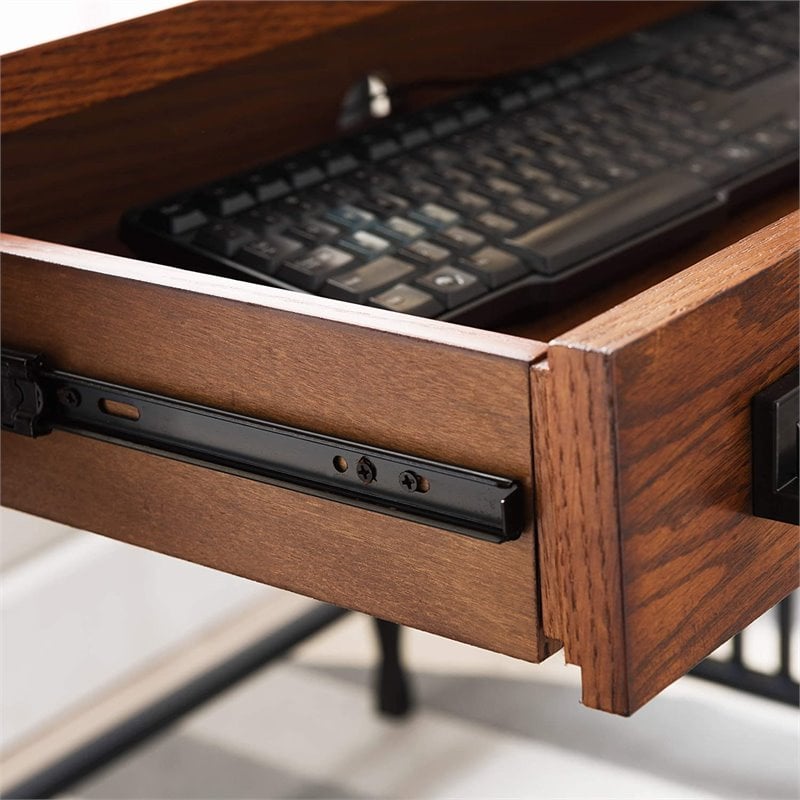 Bowery Hill Hardwood Solids Medium Oak Computer Desk Rectangular Simple Assembly 46
