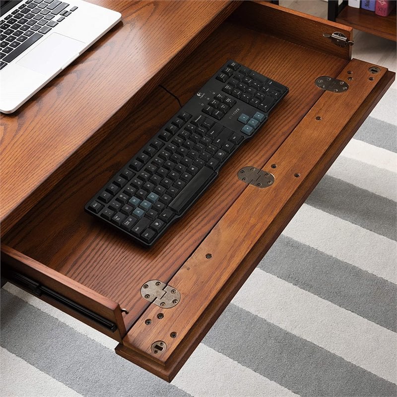 Bowery Hill Hardwood Solids Medium Oak Computer Desk Rectangular Simple Assembly 46