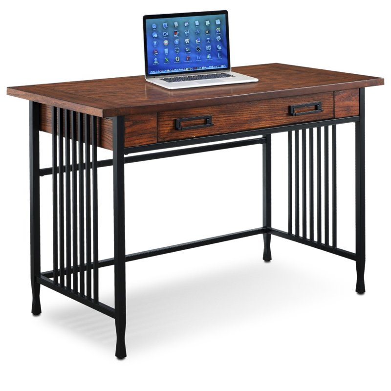 Bowery Hill Hardwood Solids Medium Oak Computer Desk Rectangular Simple Assembly 46