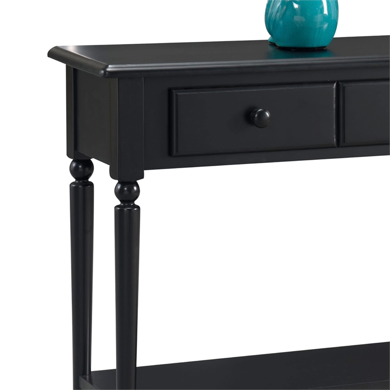 Bowery Hill 1 Drawer Console Table with Shelf in Swan Black