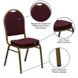 Bowery Hill Fabric Upholstered Dome Back Banquet Stacking Chair in Burgundy Red