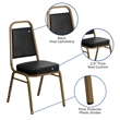 Bowery Hill Vinyl Upholstered Banquet Stacking Chair in Black/Gold