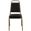 Bowery Hill Vinyl Upholstered Banquet Stacking Chair in Black/Gold