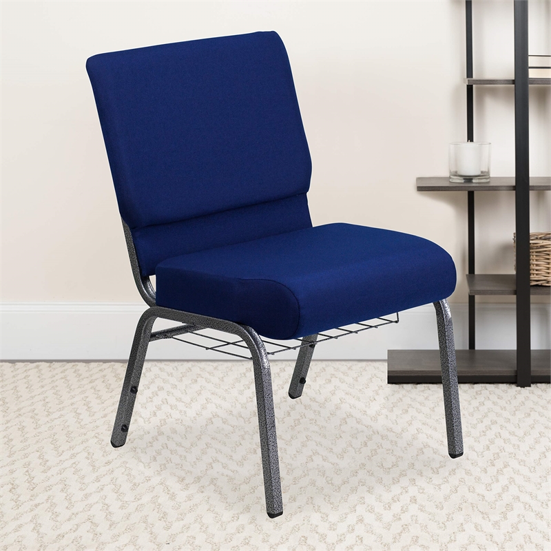 Bowery Hill Church Stacking Guest Chair in Navy Blue
