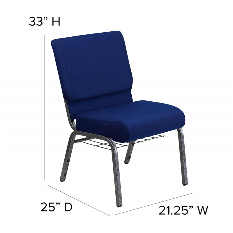 Bowery Hill Church Stacking Guest Chair in Navy Blue