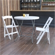 Bowery Hill 32 Inch Round Granite Folding Table in White