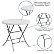 Bowery Hill 32 Inch Round Granite Folding Table in White