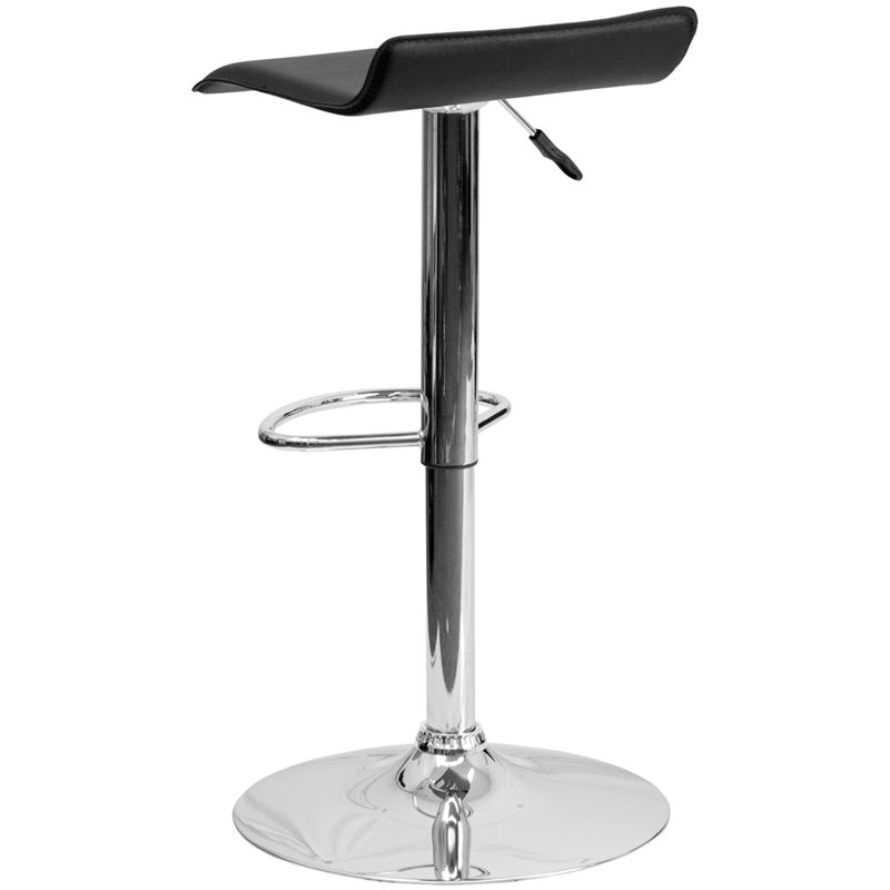 Bowery Hill 31.25'' Contemporary Vinyl Upholstered Backless Bar Stool in Black