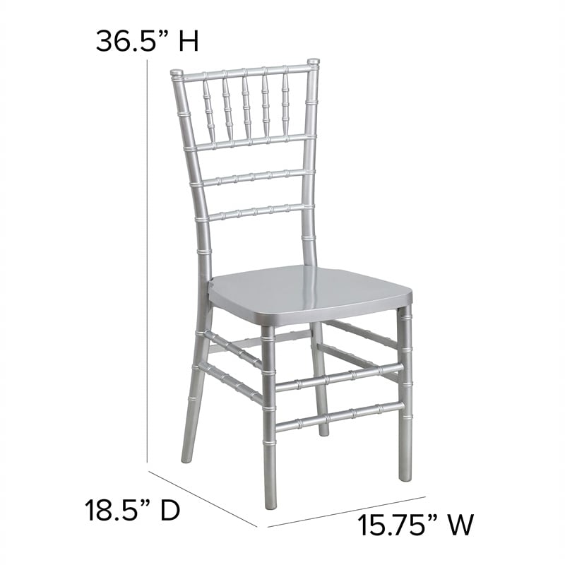 Bowery Hill Resin Stacking Chiavari Dining Chair in Silver