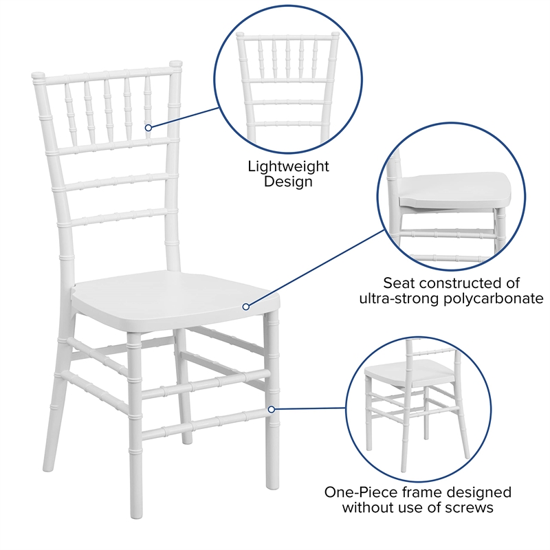 Bowery Hill Resin White Dining Chair Stacking Wobble-Free 36.5