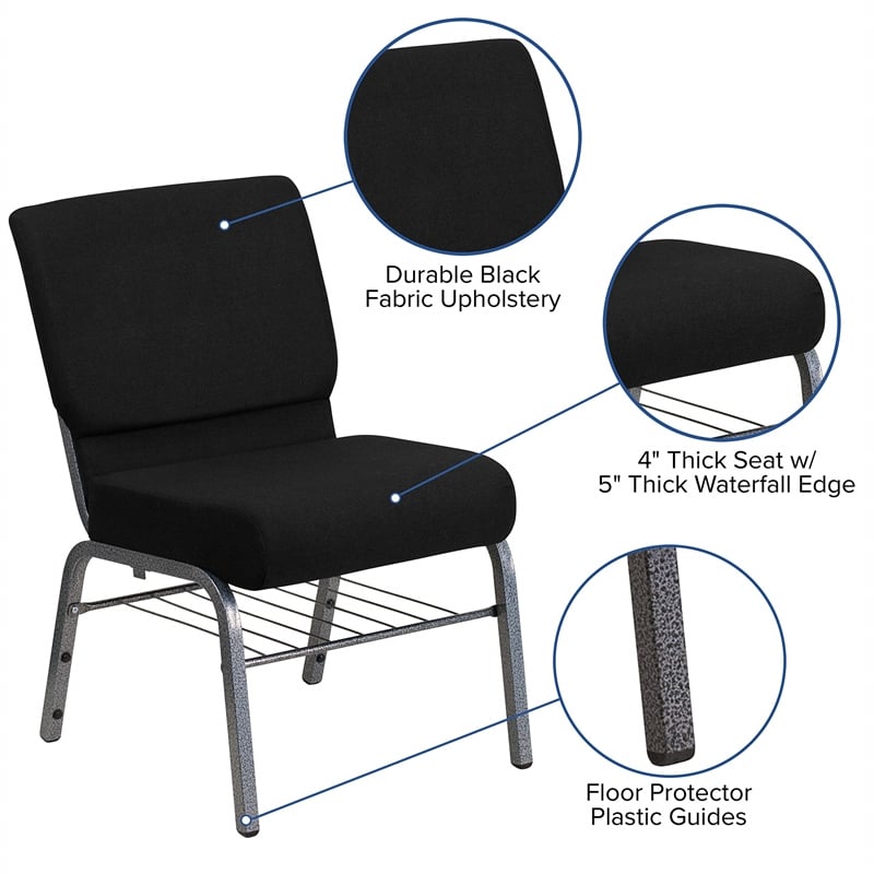 Bowery Hill Church Stacking Chair in Silver and Black