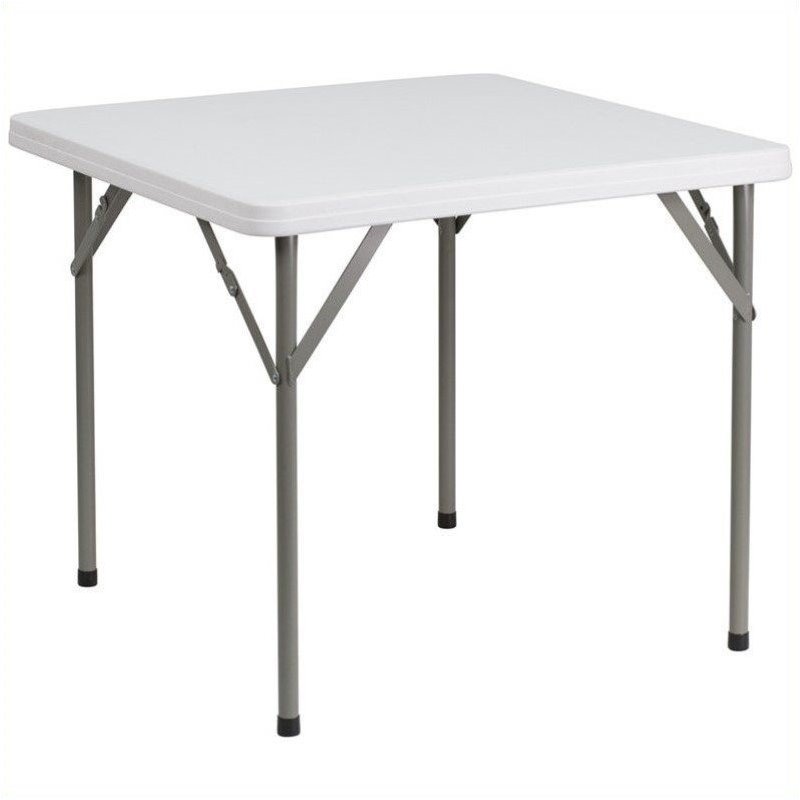 Bowery Hill Granite White Folding Table Square Waterproof 34.25
