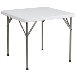 Bowery Hill Granite White Folding Table Square Waterproof 34.25&quot Unassembled
