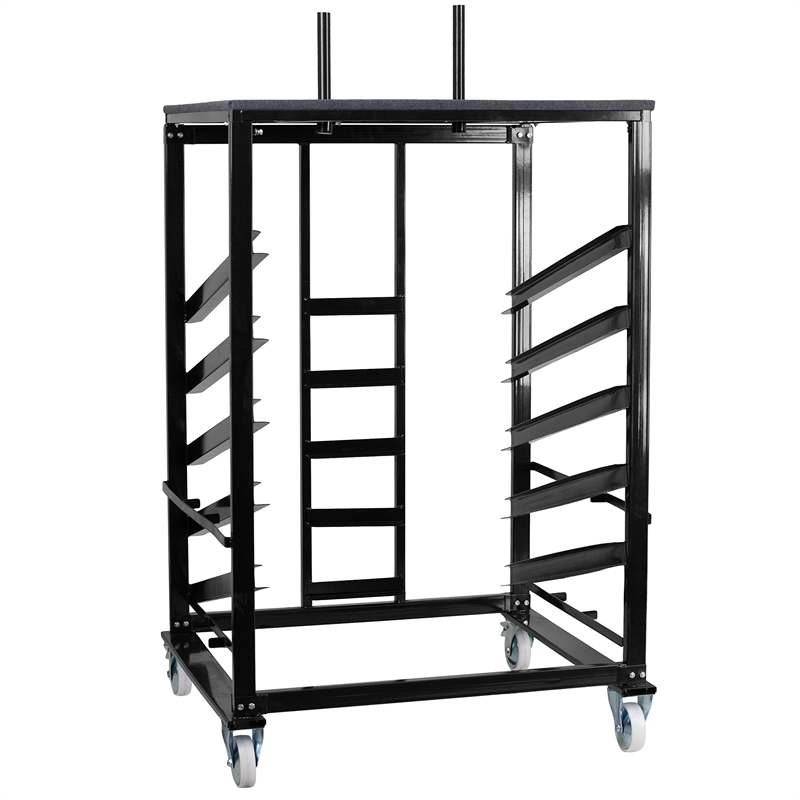 Bowery Hill Steel Metal Cocktail Table Dolly for Round Table in Black