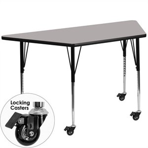 Bowery Hill 31&quot x 46&quot Trapezoidal Mobile Activity Table in Gray