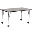 Bowery Hill Laminate Gray Activity Table Rectangular Mobile 30