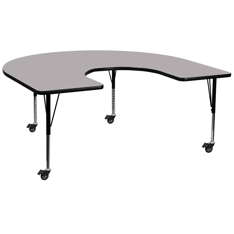 Bowery Hill Laminate Gray Activity Table Horseshoe Scratch Resistant 66