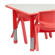 Bowery Hill Plastic Activity Table Set with 6 Stacking Chairs in Red