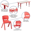 Bowery Hill Plastic Activity Table Set with 6 Stacking Chairs in Red