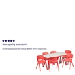 Bowery Hill Plastic Activity Table Set with 6 Stacking Chairs in Red