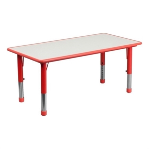 Bowery Hill Plastic Rounded Corners Activity Table in Red/Gray