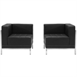 Bowery Hill 2-Pc Contemporary Stainless Steel Reception Configuration in Black