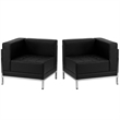 Bowery Hill 2-Pc Contemporary Stainless Steel Reception Configuration in Black