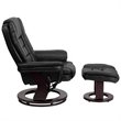 Bowery Hill LeatherSoft Black Recliner and Ottoman Contemporary Plush Arms 41