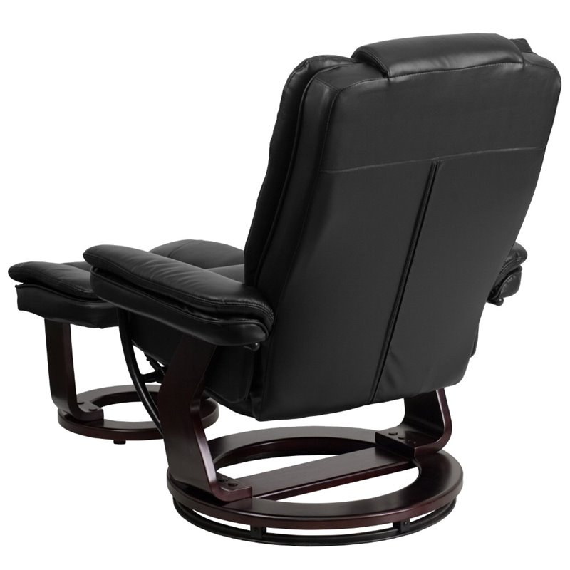 Bowery Hill LeatherSoft Black Recliner and Ottoman Contemporary Plush Arms 41